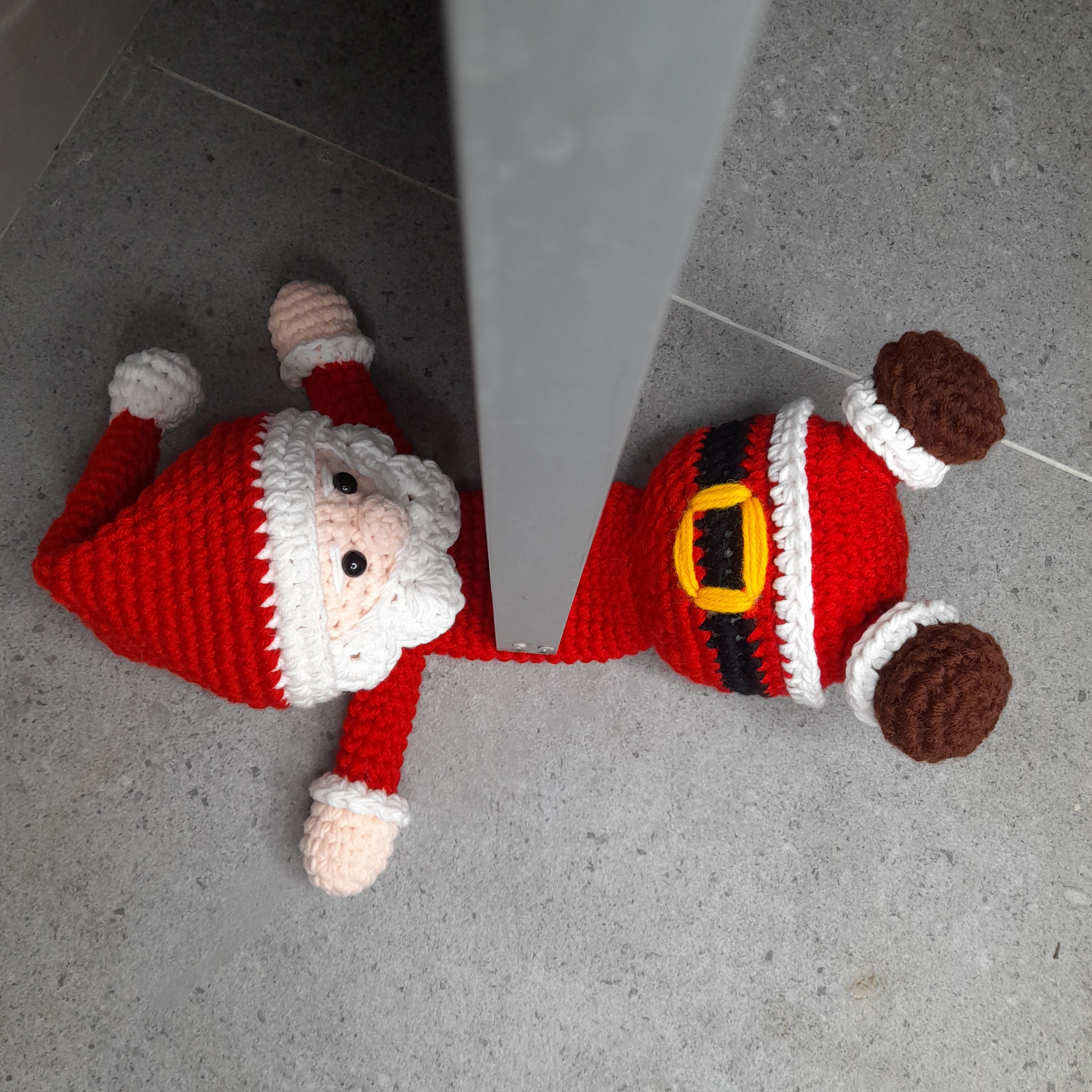 Crochet Squashed Santa Christmas Door stopper