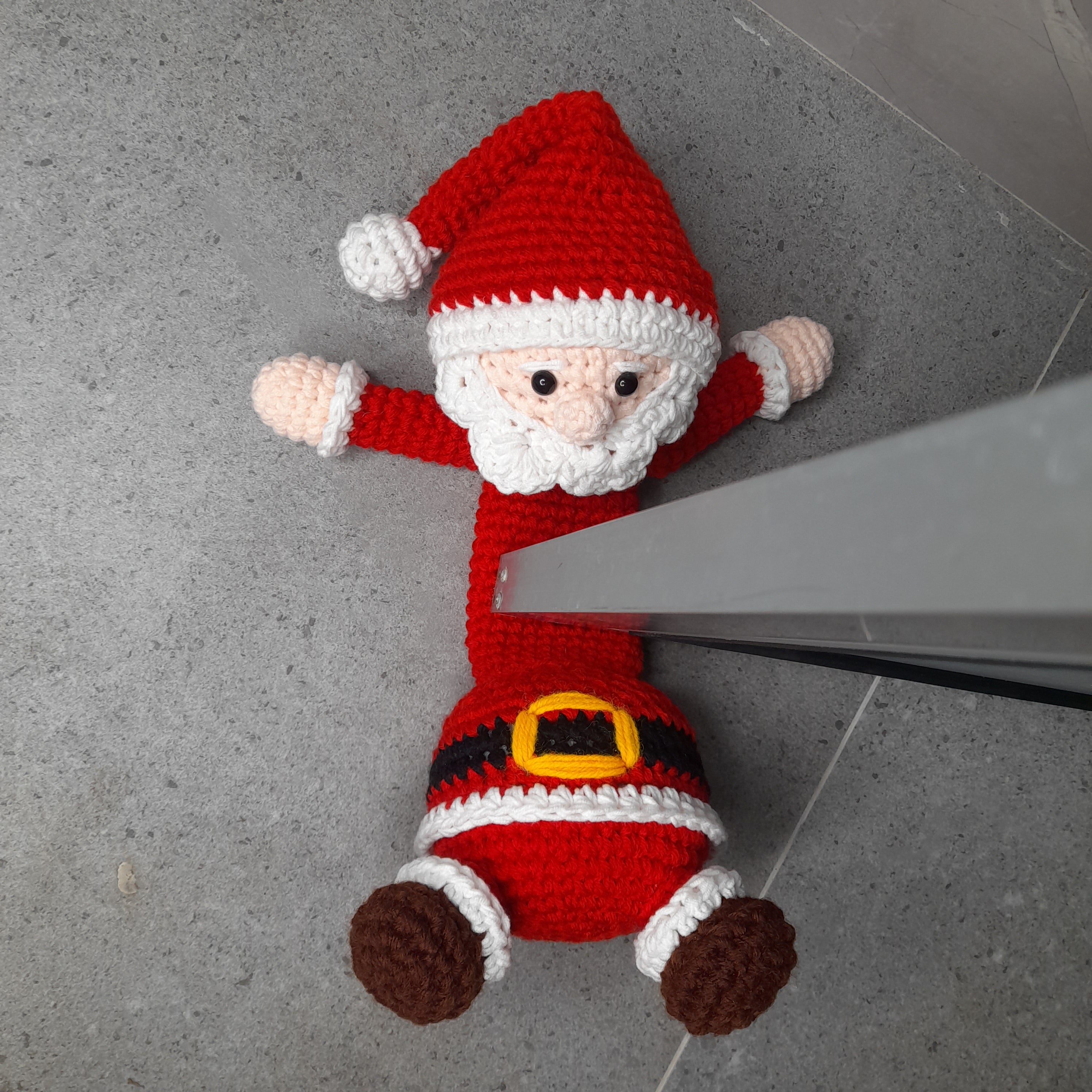 Crochet Squashed Santa Christmas Door stopper