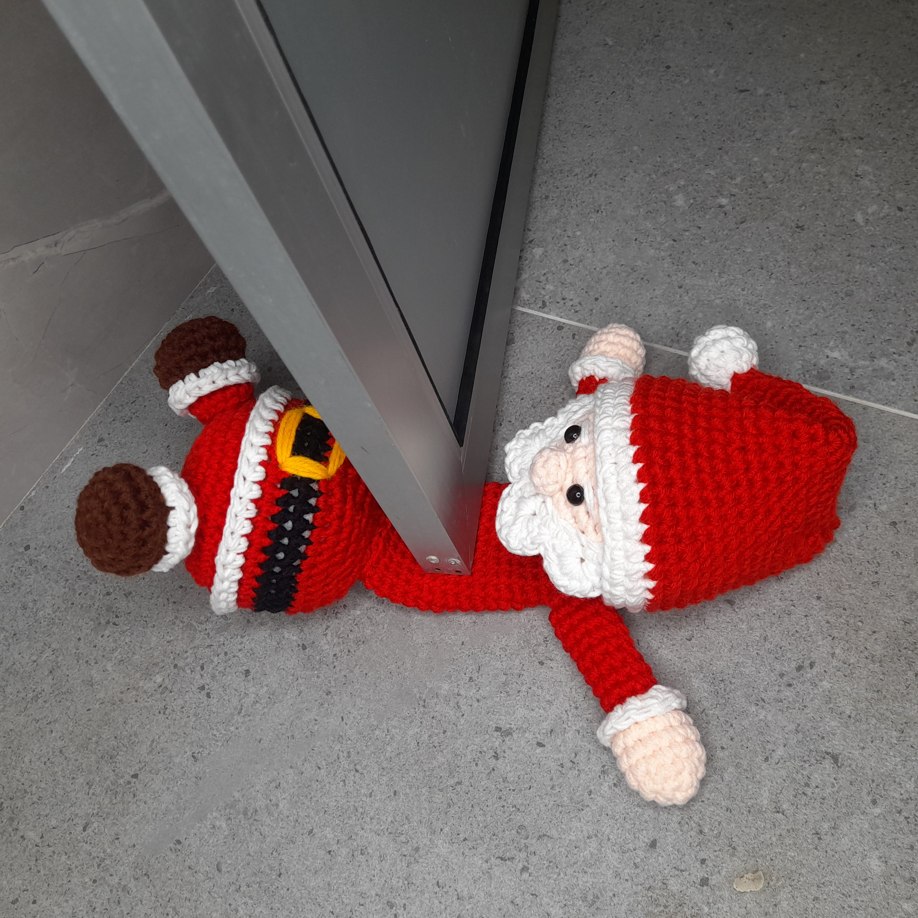 Crochet Squashed Santa Christmas Door stopper