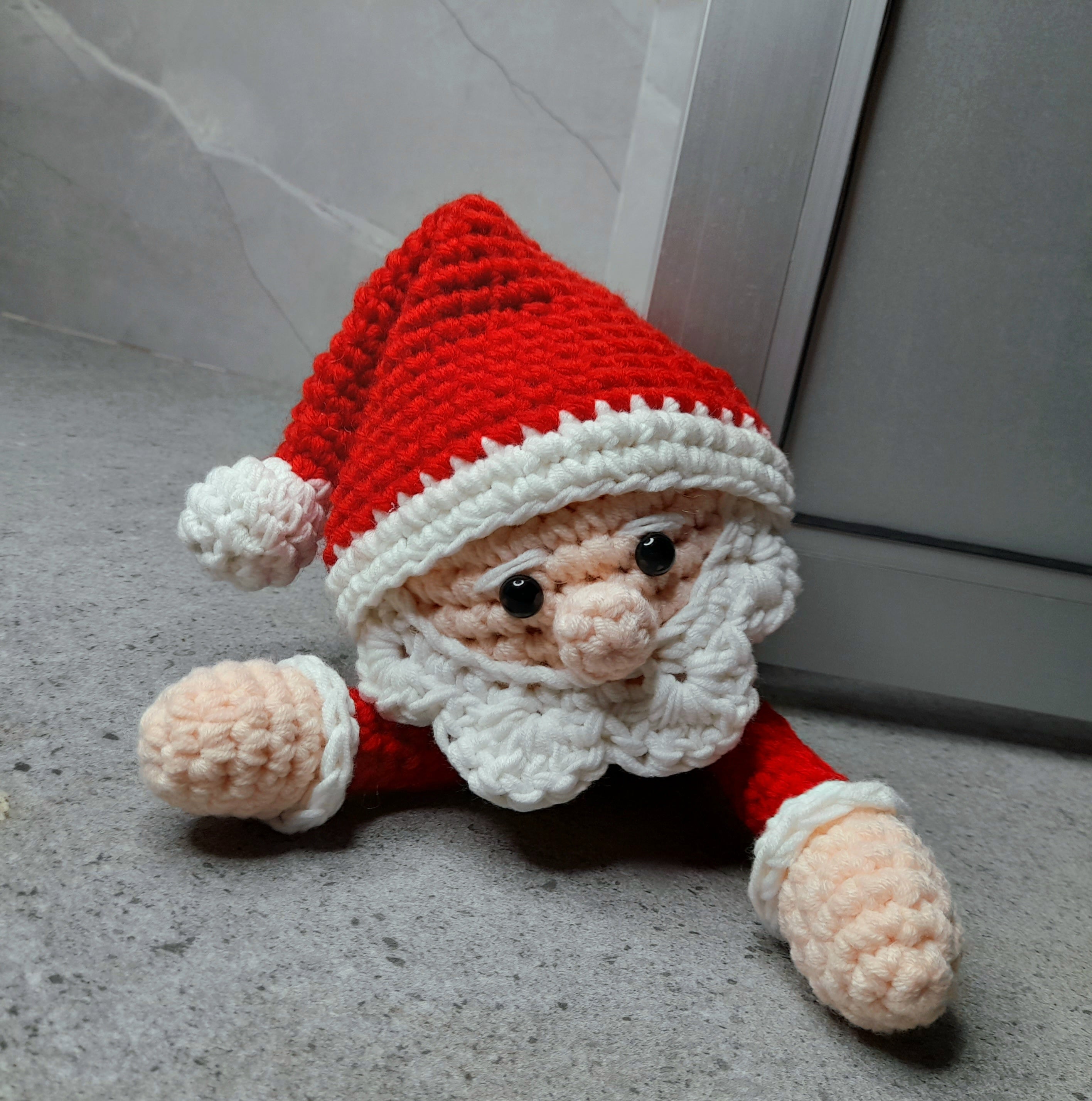 Crochet Squashed Santa Christmas Door stopper