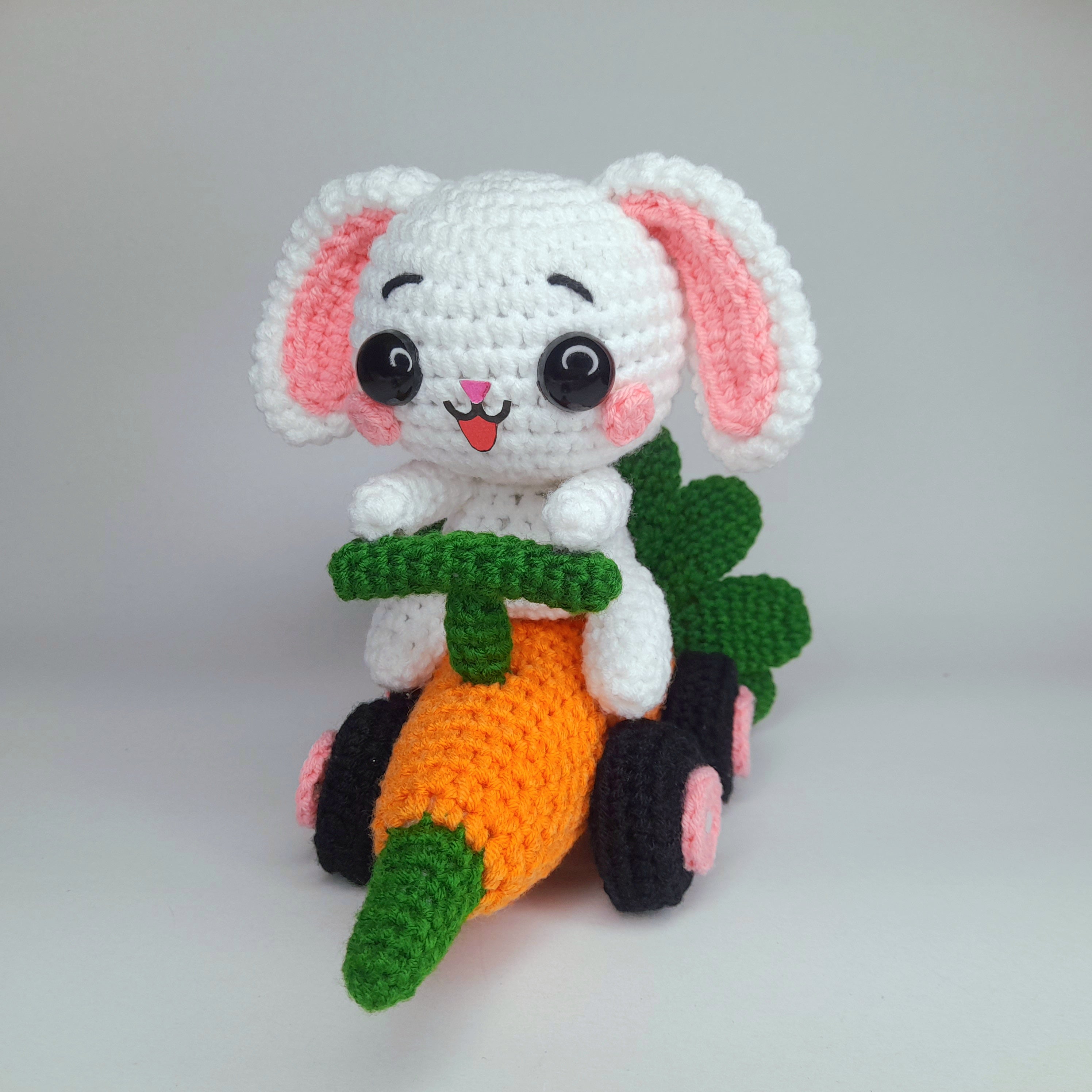 Cute Bunny in Carrot Car - Easter Crochet Amigurumi