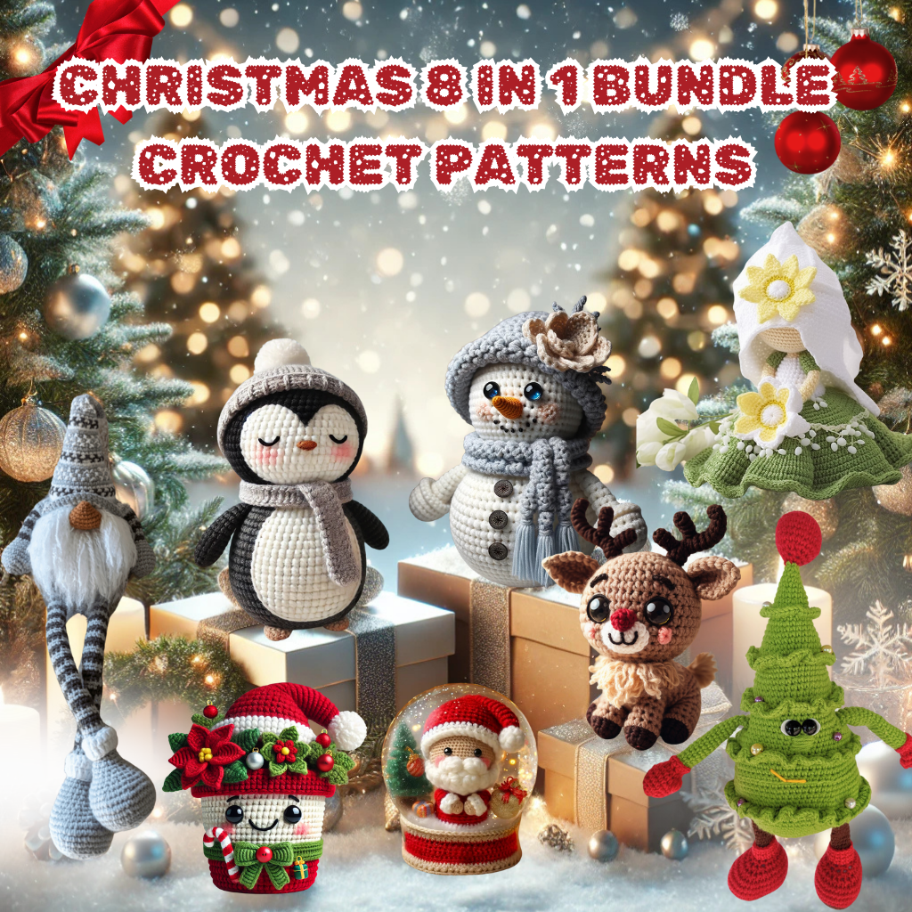 8 in 1 Christmas Crochet Patterns Bundle + FREE GIFT 🎁