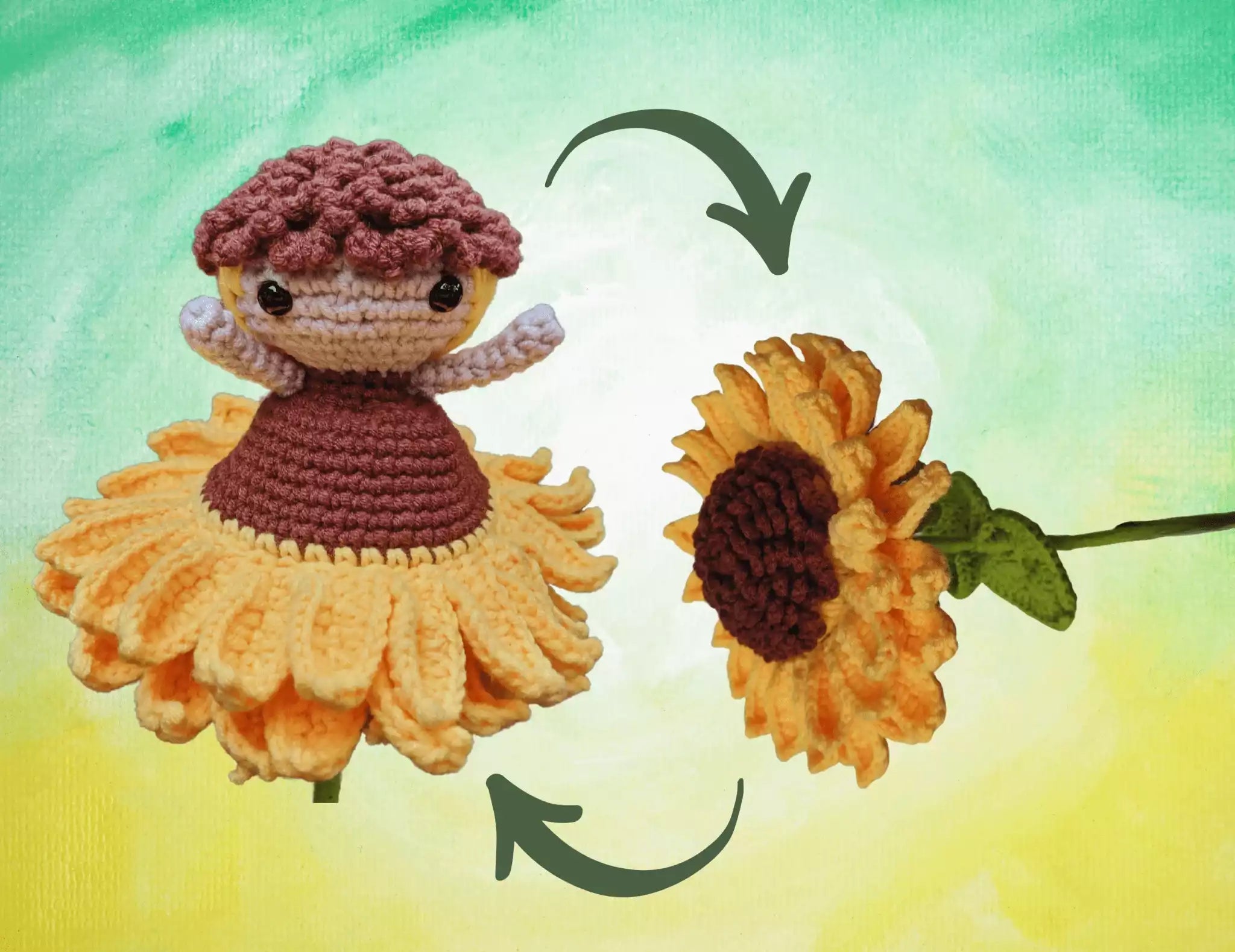 Crochet Sunflower Reversible Pattern - Versatile and Stylish Design