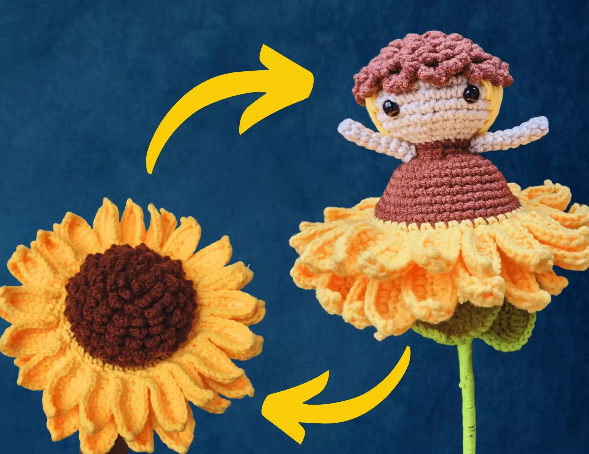 Crochet Sunflower Reversible Pattern - Versatile and Stylish Design