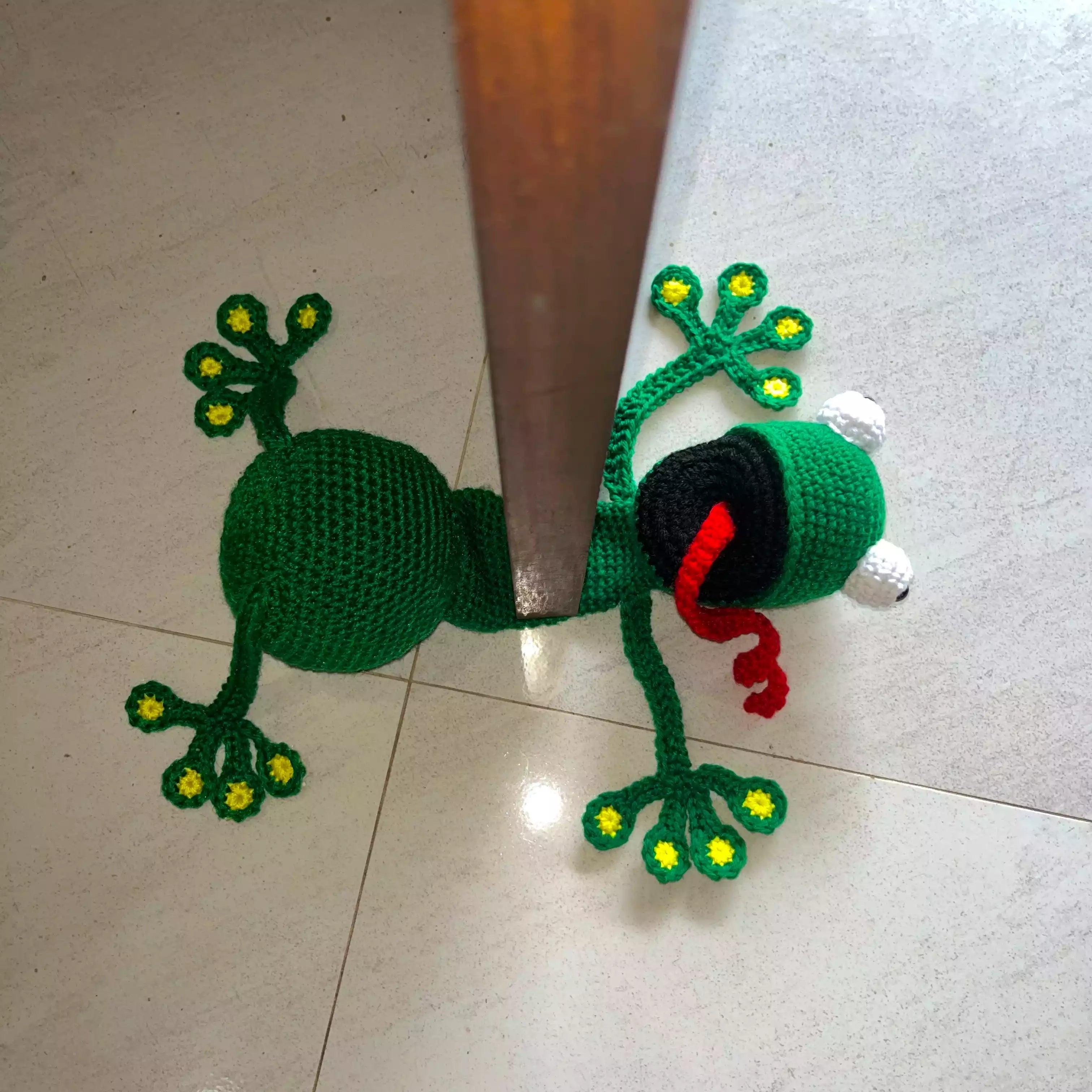 Crochet Squashed Frog Door Stopper Pattern - Quirky and Functional Design