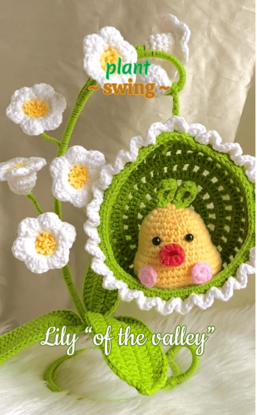 Sunflower, Strawberry & lily Plant Swings Hanging chairs Crochet Patterns