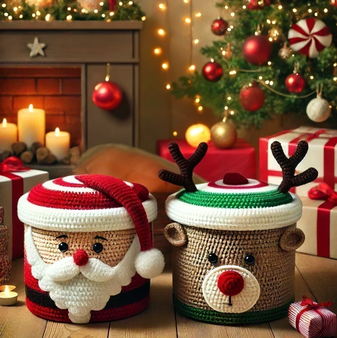 Santa & Rudolph Big Gift Boxes Crochet Patterns