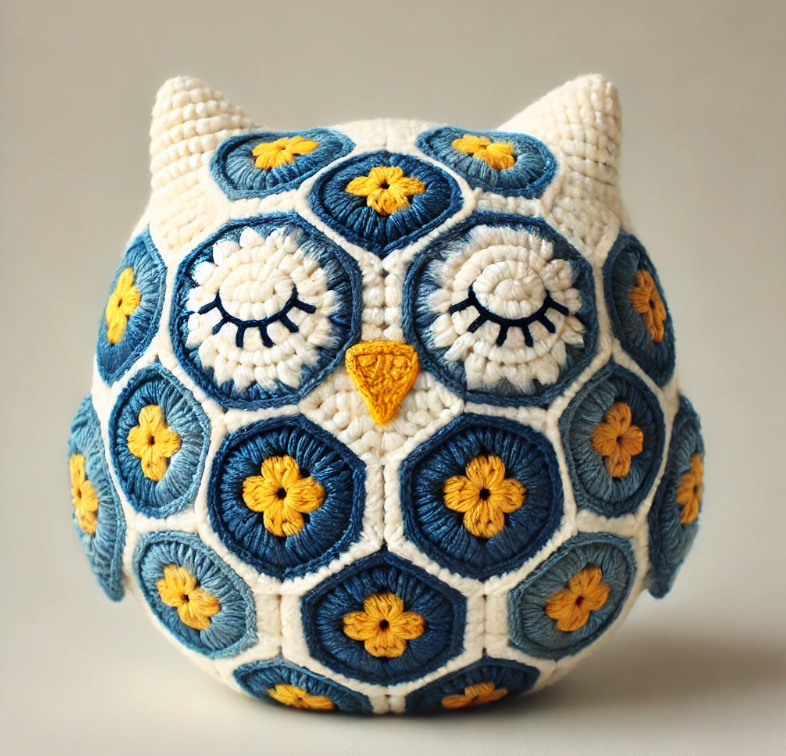 Owl African Flowers Crochet Pattern