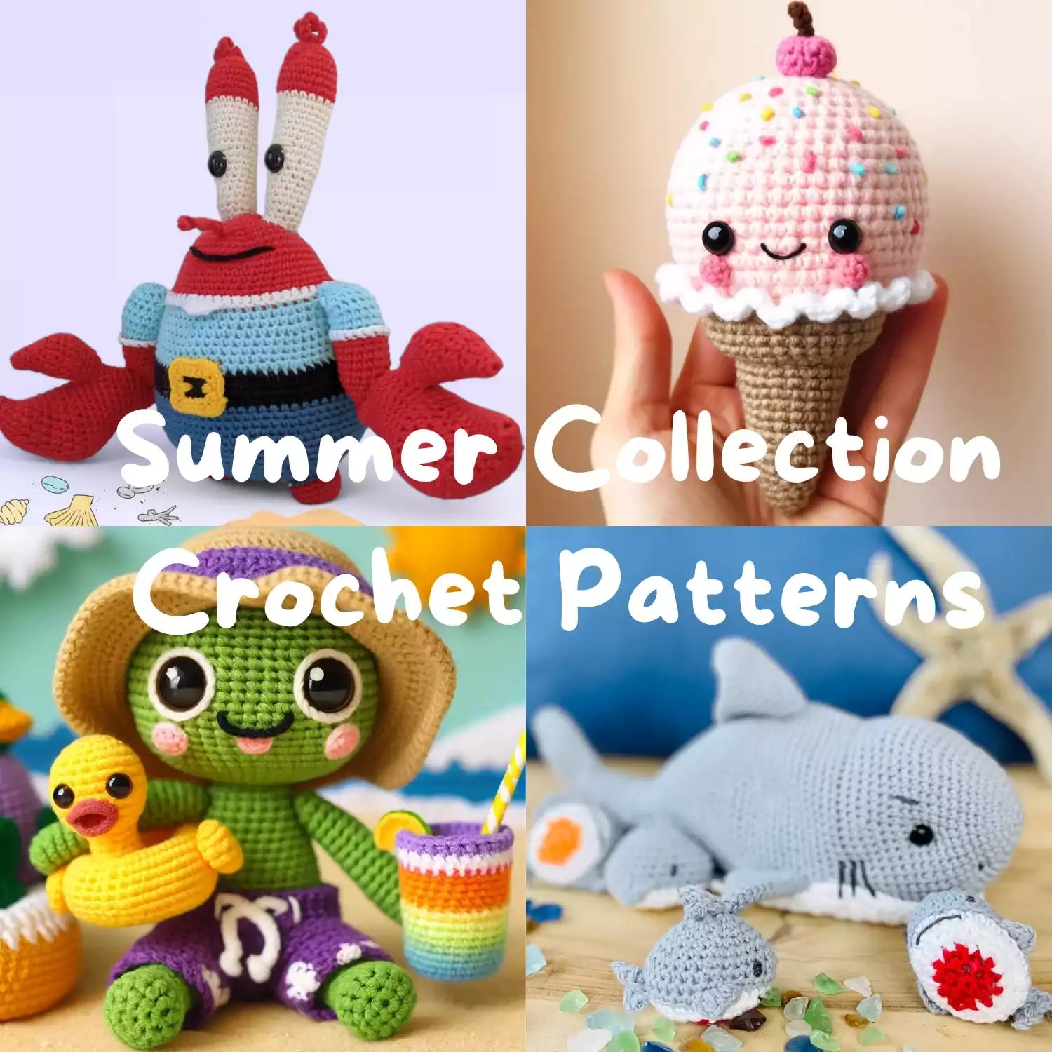 4 in 1 Summer Crochet Pattern Bundle – Fun Amigurumi Designs