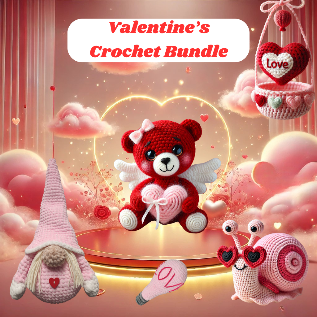 5 in 1 Valentine’s Crochet Patterns Bundle + FREE GIFT 🎁