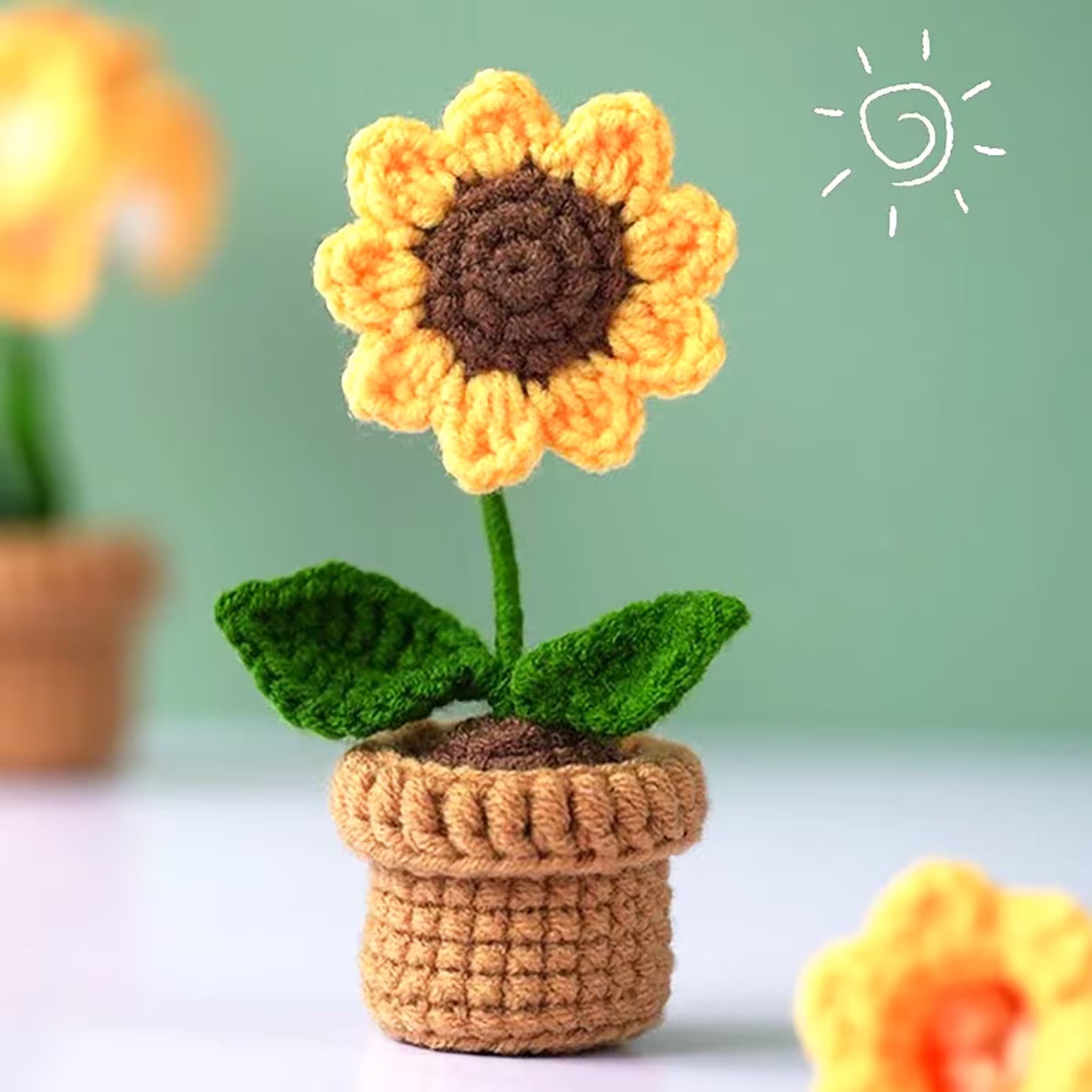 crocheted potted plants